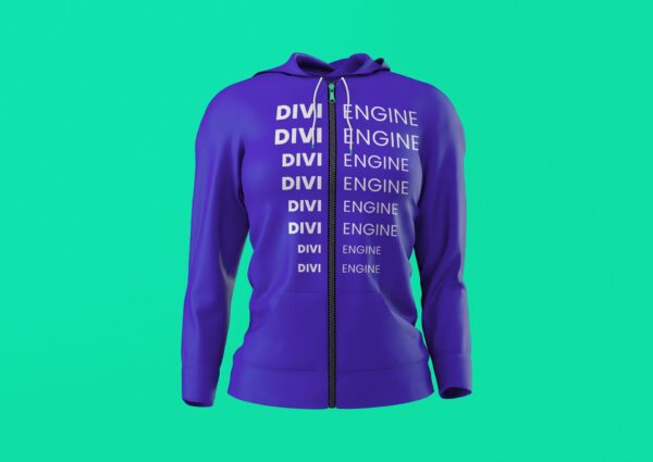 Purple Divi Engine Text Zipper Hoodie